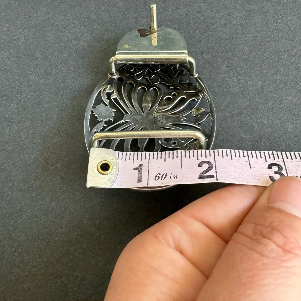 Fleming Butterfly Belt Buckle‎ Sterling Silver Filigree Etched Coastal Cowgirl
